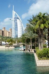 view of burj al arab hotel from medinat juimerah, dubai