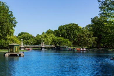 boston common public garden lake in massachusetts usa