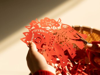 spring festival year of the horse paper cutting window decorations red paper