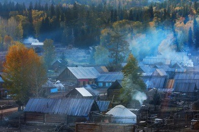 hemu village in kanas nature reserve, xinjiang, china