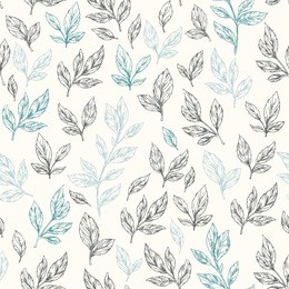 hand drawn leaf seamless pattern. vector illustration