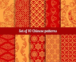 chinese vector seamless patterns. endless textures for wallpapers