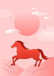 vector illustration of a red horse.