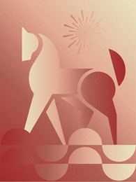 happy new year 2026 poster with horse in grainy gradient style