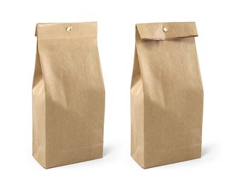 brown paper bag packaging template isolated on white background