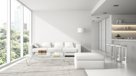 interior of the modern design  loft in white  3d rendering 