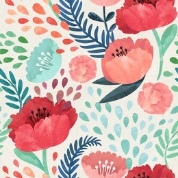 seamless hand illustrated floral pattern on paper texture. watercolor botanical background