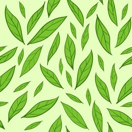 seamless vector background with green tea leaves pattern