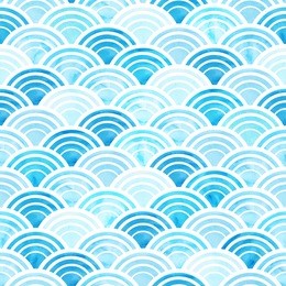 vector illustration of abstract geometric seamless pattern with blue watercolor circles