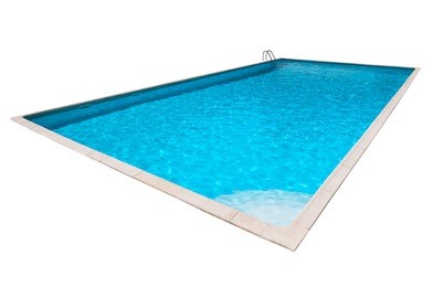 rectangular swimming pool with blue water isolated