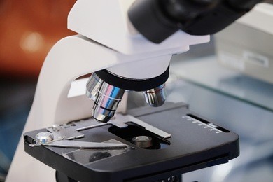 image of the professional medical laboratory microscope. scientific microscope lens. 