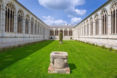 architecture of monumental cemetery in pisa, italy