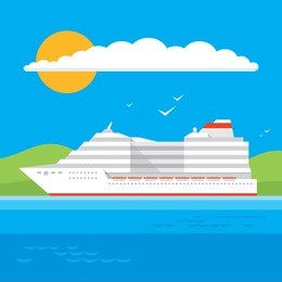 cruise ship liner - illustration in flat design style.