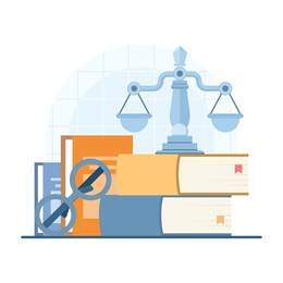 law firm and legal services concept with lawyer consultant. vector illustration for legal advice, attorney consultation, justice system, and professional law services.
