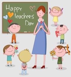 llustration of kids celebrating teachers' day