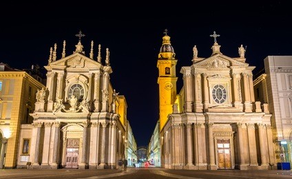 churches of san carlo and santa cristina in turin, italy