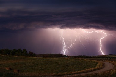 countryside lightning storm