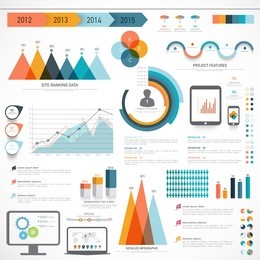 a big set of business infographics elements with different statistical graphs and charts to present your data effectively.