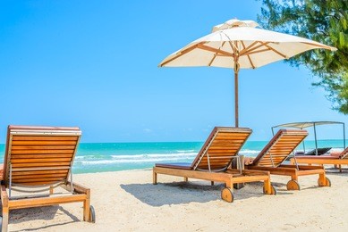 bed beach on tropical beach
