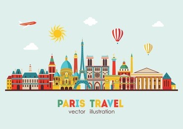 paris detailed skyline. vector illustration