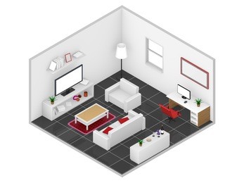 isometric 3d livingroom