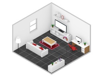 isometric 3d livingroom