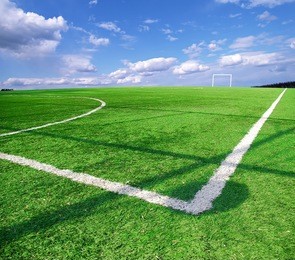 football field and blue sky