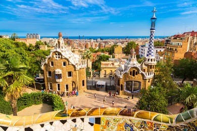 park guell by architect gaudi in a summer day  in barcelona, spain.