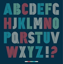 retro stripes funky fonts set,trendy elegant retro style design. vector design.