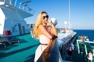 young day at a ship deck enjoying the sun