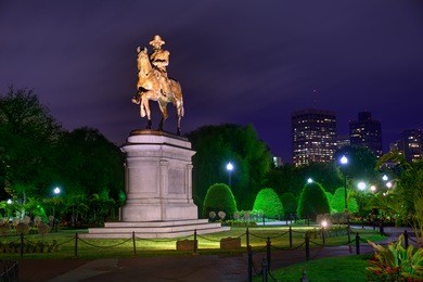boston common george washington monument sunset at massachusetts usa