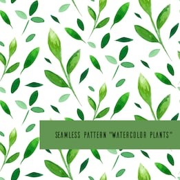 seamless pattern with watercolor leaves