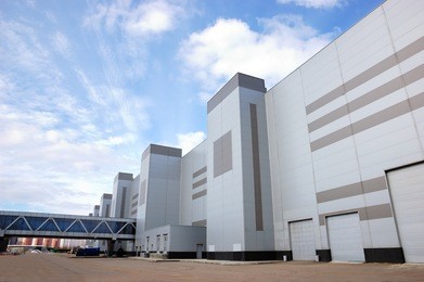 modern industrial building over blue sky