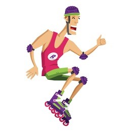 funny guy on roller skates