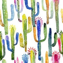 seamless cute cactus print pattern background #3
