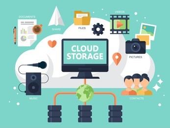 flat modern icons for cloud storage concept