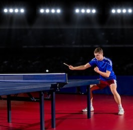 young table tennis player at sports hall