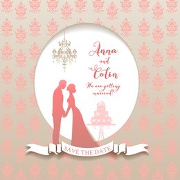 wedding holiday card with bride and groom. elegant wedding design for leaflet, cards, invitation and so on. place for text.