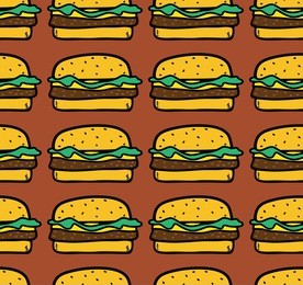 vector seamless pattern with burger.