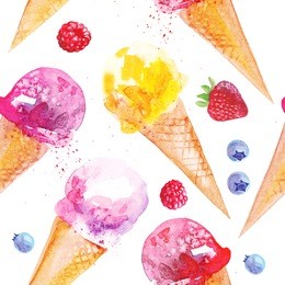 ice cream cones seamless pattern background