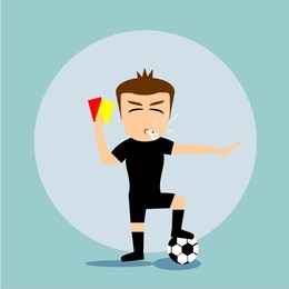 boys cartoon character - referee with card and whistle 