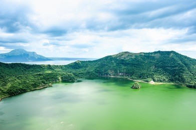 lake crater at taal volcano,tagaytay city,philippine.