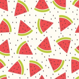 cute vector seamless pattern with watermelon slices. summer fresh fruit background. can be used for wallpapers, surface textures.