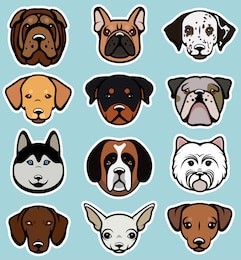 set with dog breeds, illustration isolated. dog collection.