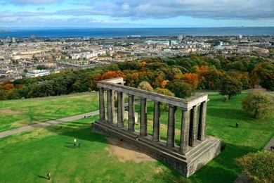 edinburgh city skyline viewed from calton hill. united kingdom.