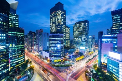 seoul skyline at the gangnam district