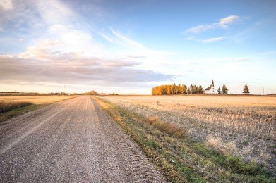 country road leading up to the horizon line , nature series