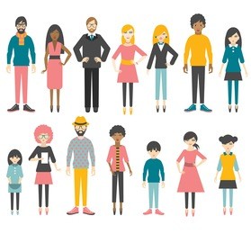 collection of flat people figures. vector.