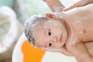 take a bath infant,asian baby