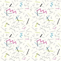 seamless pattern with doodle geometric shapes in 90s style 1